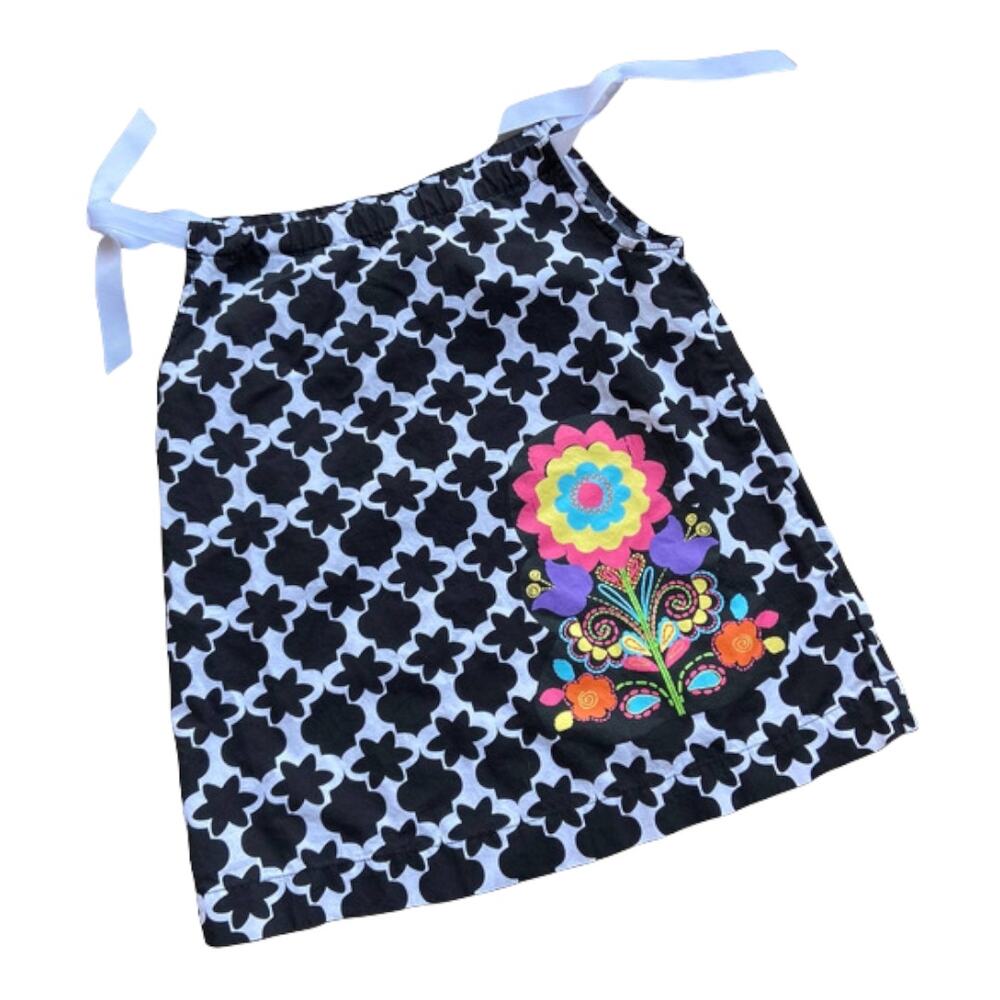 Hanna Andersson Girls Dress Size 80 2‎ Black White Flower Pillowcase Style - Picture 2 of 8